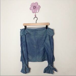 New Lucca Couture Chambray Off Shoulder Top